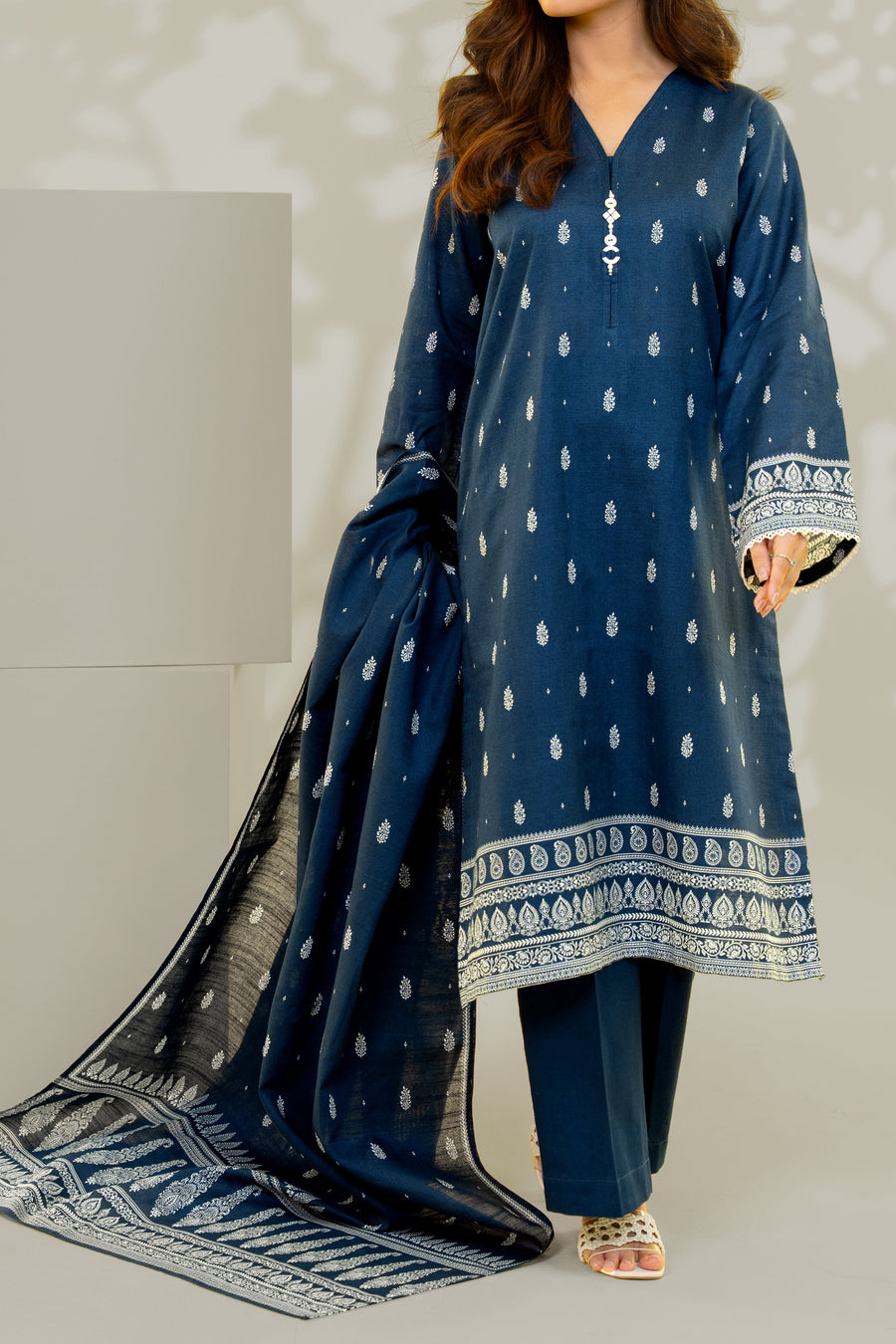 Stitched 3Pc - Printed Khaddar - NPWKDP3008