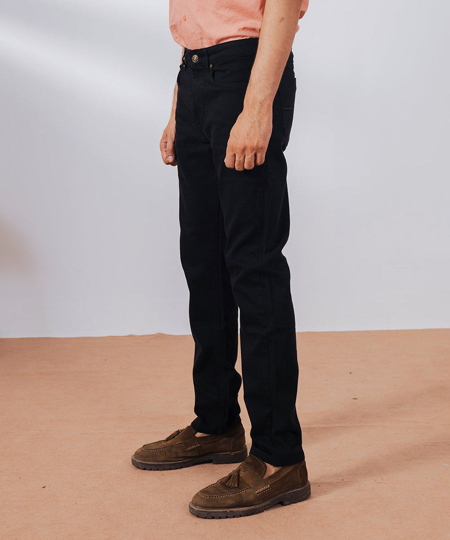 Black Straight Fit Denim Pants