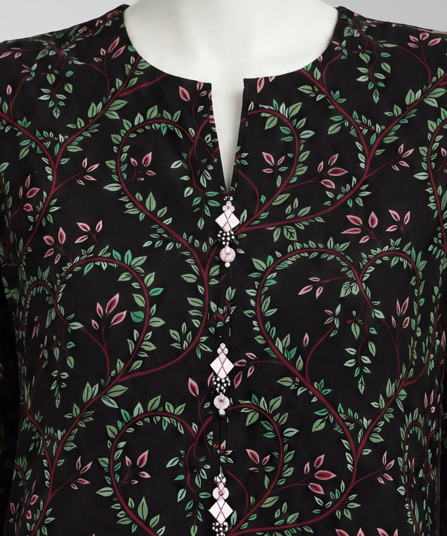 Black Printed Khaddar Slub Unstitched 2Pc
