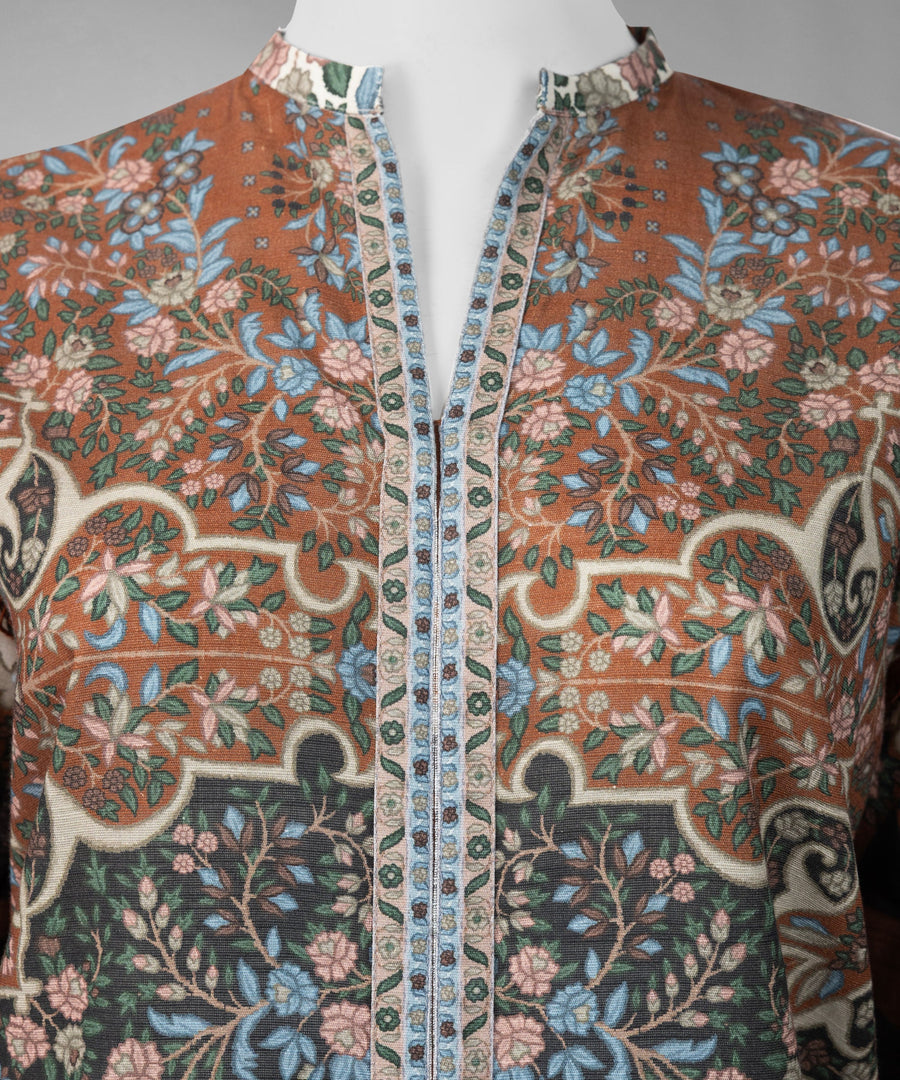 Brown Printed Light Khaddar Slub Unstitched 3Pc