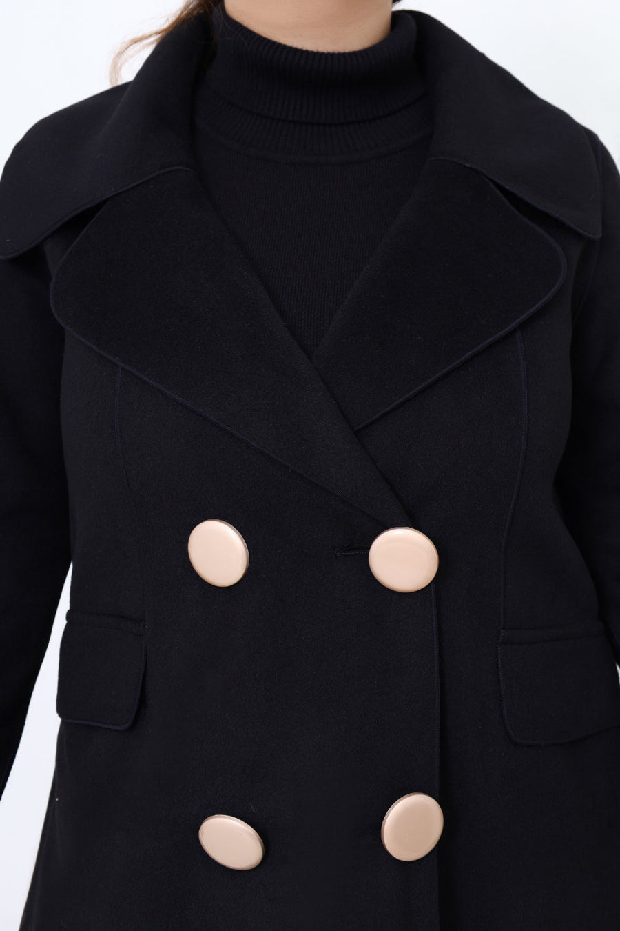 Women Black Casual Coat