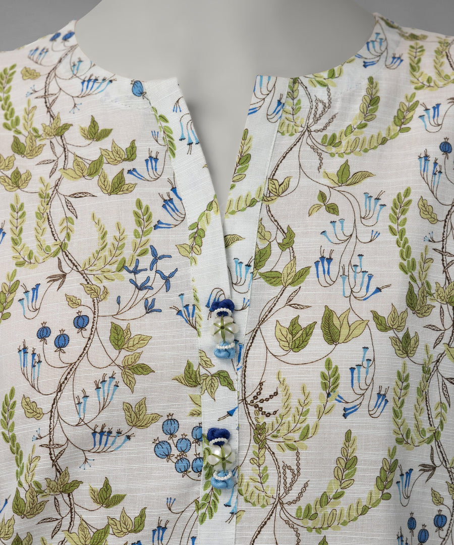 White Printed Light Khaddar Slub Unstitched 1Pc