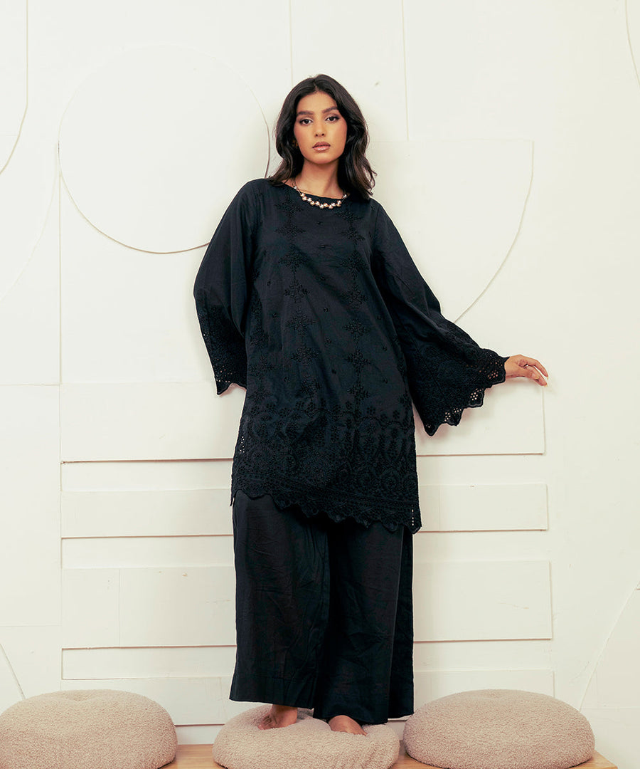 2PC - Embroidered Cotton Silk Suit