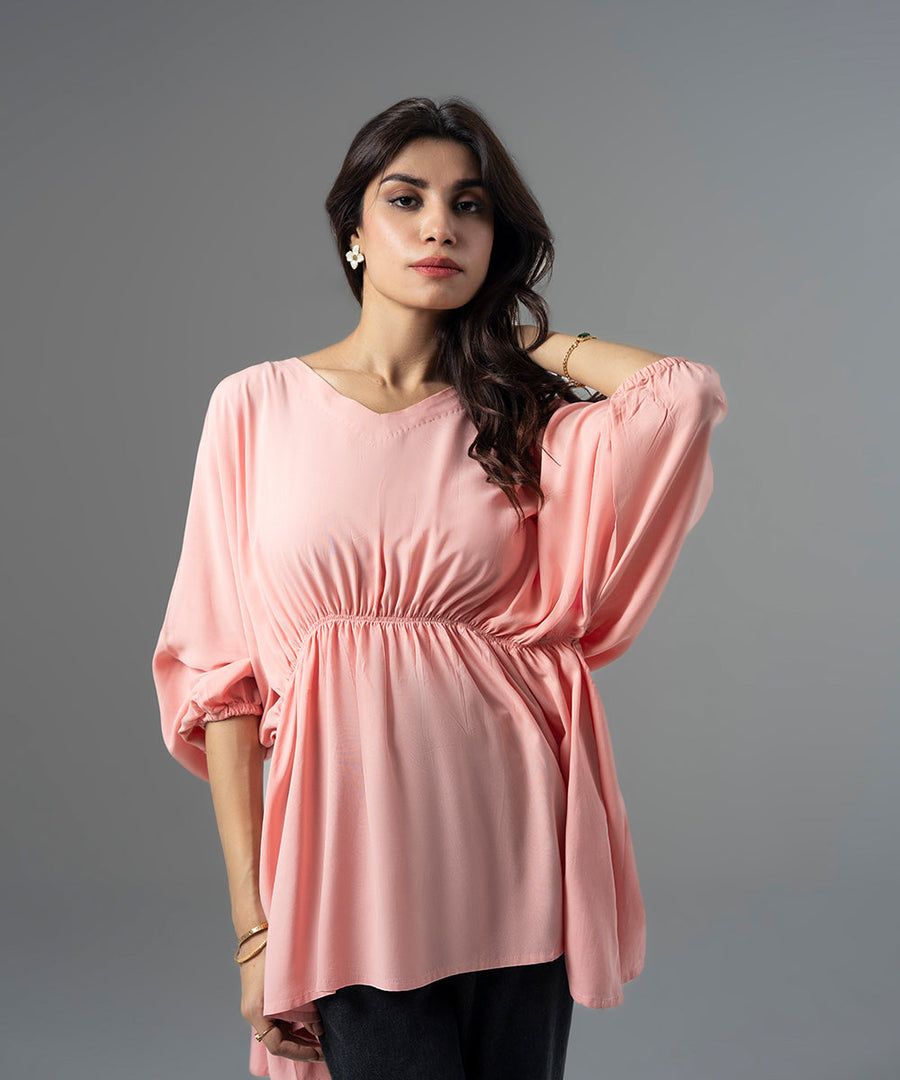 Batwing Ruched Rayon Blouse