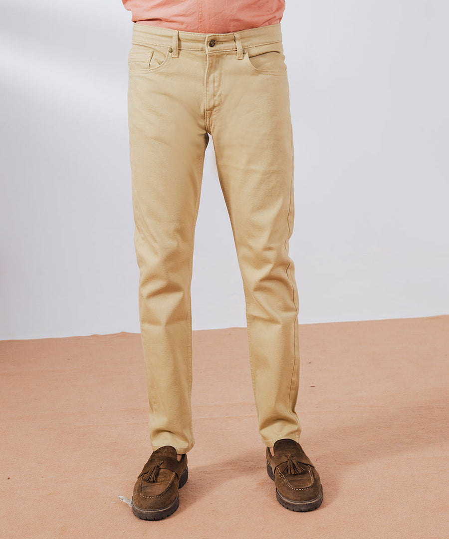 Beige Straight Fit Chinos