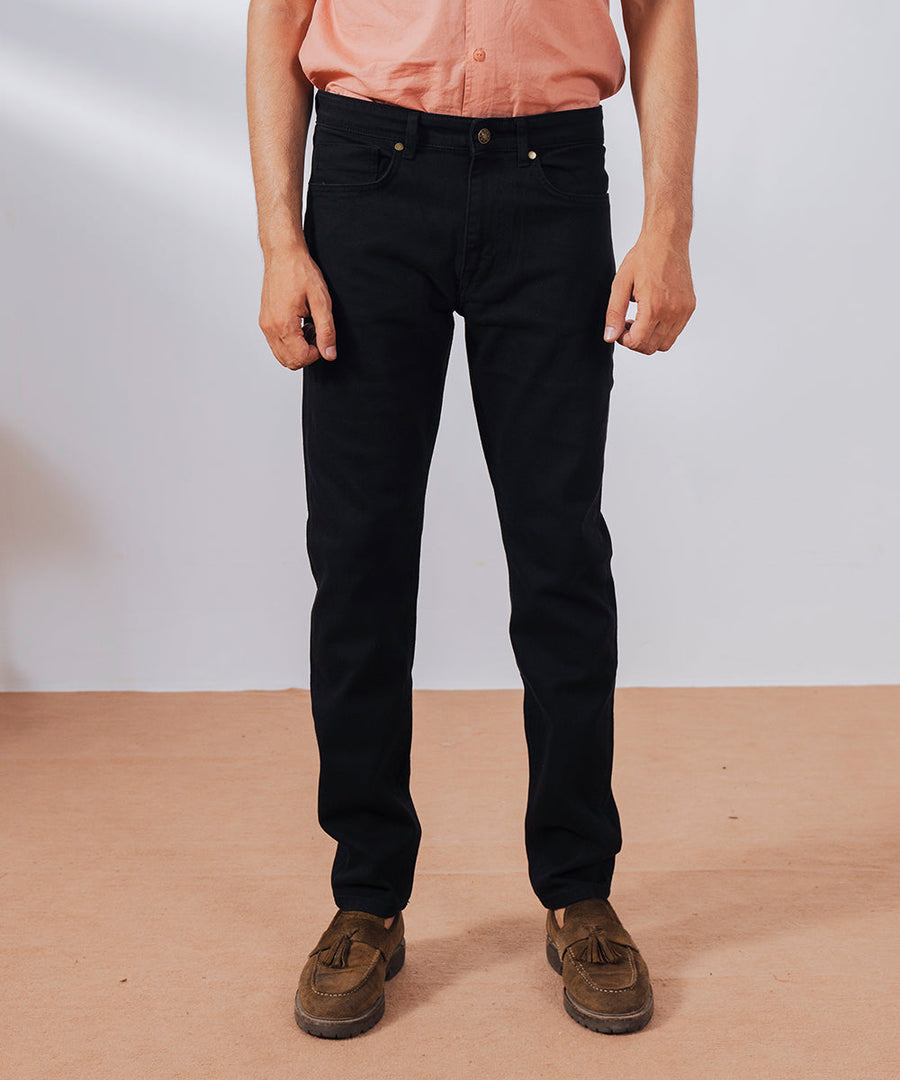 Black Straight Fit Denim Pants