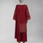 Maroon Embroidered Khaddar Slub Unstitched 3Pc