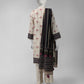 Beige Printed Khaddar Slub Unstitched 3Pc