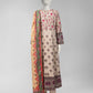 Dark Beige Embroidered Cambric Unstitched 3Pc