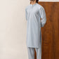 Formal Sky Blue Kurta Shalwar - Collar Neck Embroidered - Men