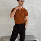 Caramel Heritage Boxy Rib Knit Polo