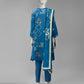 Blue Printed Cambric Unstitched 3Pc