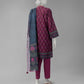 Purple Printed Khaddar Slub Unstitched 3Pc