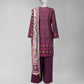 Purple Printed Cambric Unstitched 3Pc