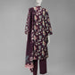 Purple Printed Cambric Unstitched 3Pc