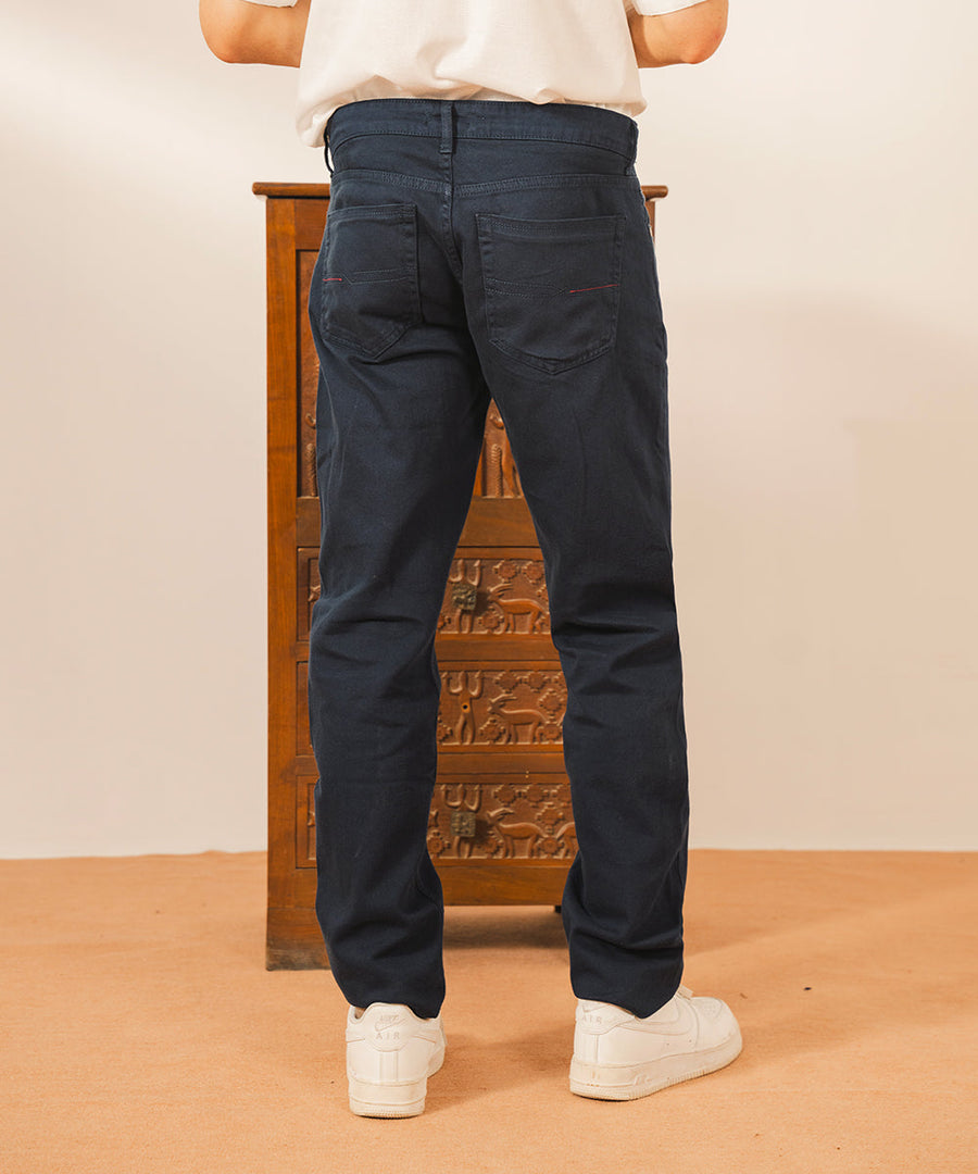 Navy Straight Fit Denim Pants