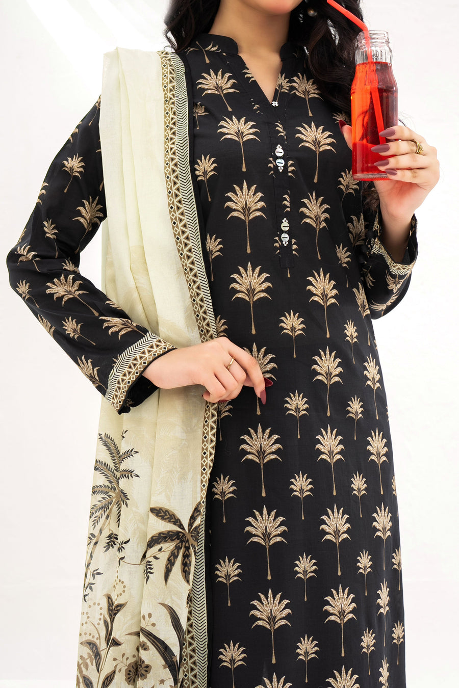 Unstitched 3Pc Printed Lawn Suit - NUSLW3136