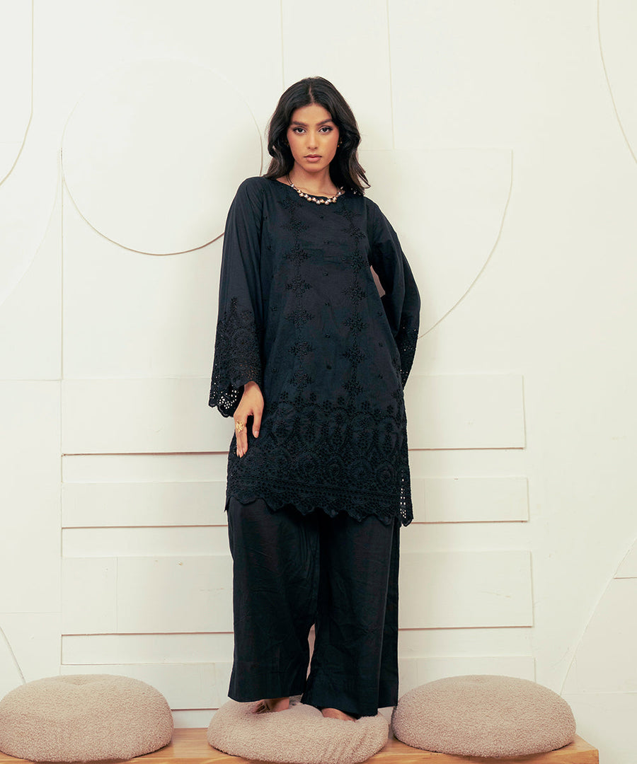2PC - Embroidered Cotton Silk Suit