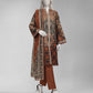 Brown Printed Light Khaddar Slub Unstitched 3Pc