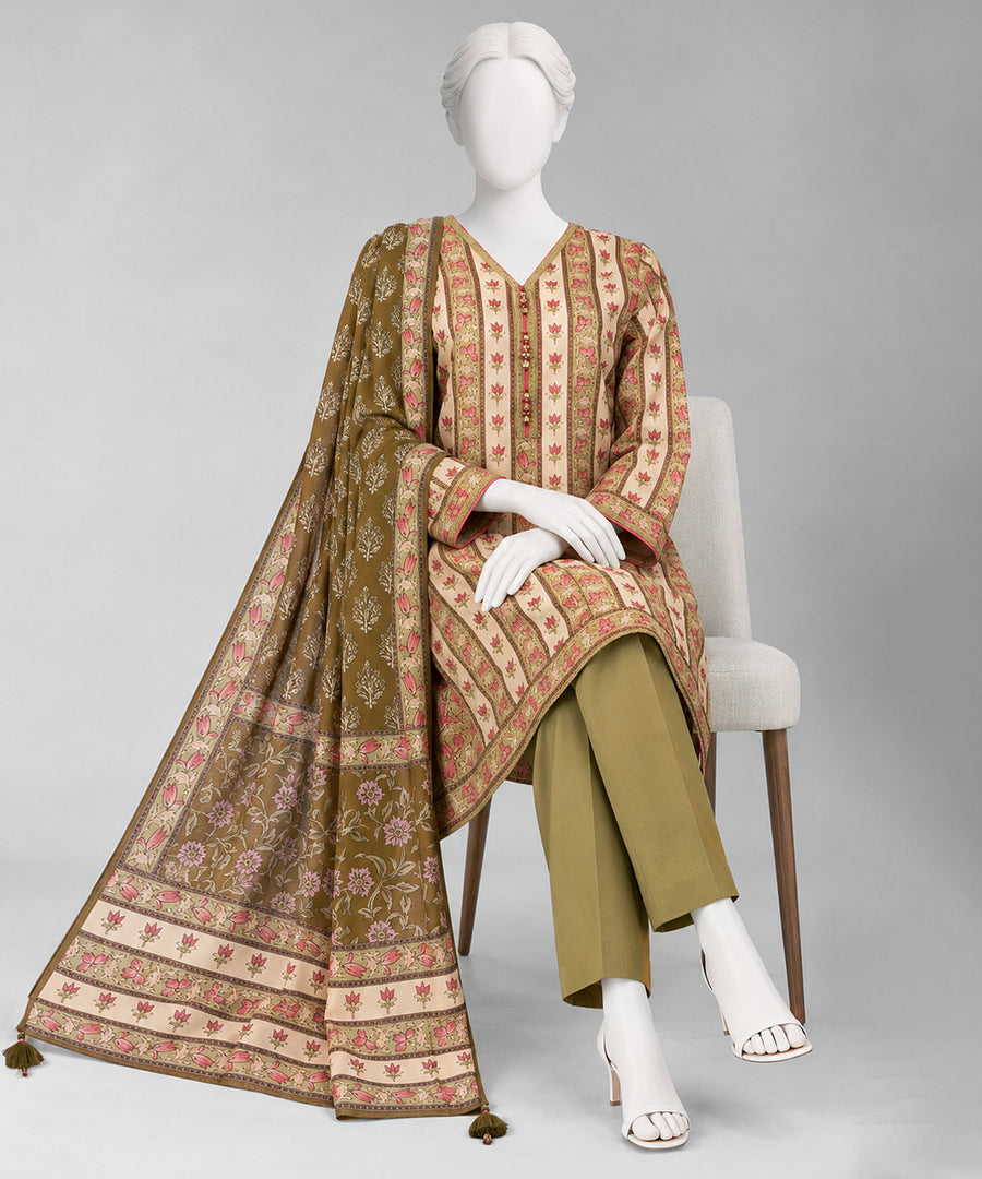 Multicolor Printed Cambric Unstitched 3Pc