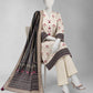 Beige Printed Khaddar Slub Unstitched 3Pc