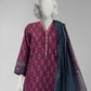 Purple Printed Khaddar Slub Unstitched 3Pc