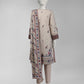 Beige Embroidered Cambric Unstitched 3Pc