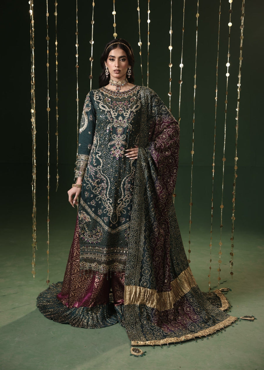 rang-e-bahar Silk Dark green 4Pc suit sitara-23-S
