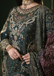 rang-e-bahar Silk Dark green 4Pc suit sitara-23-S