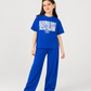 Bright Blue Graphic Jersey Co-ord Set