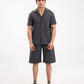 TEXTURED STRIPED-COTTON SHORTS