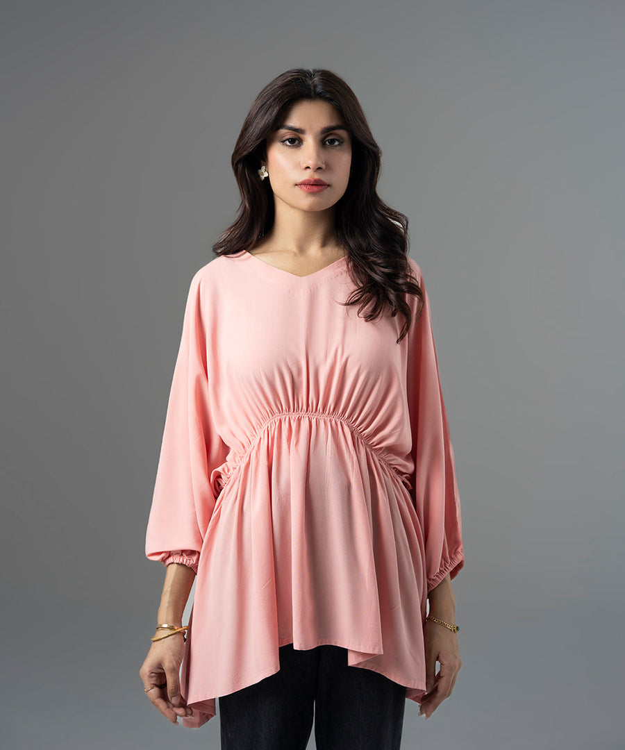 Batwing Ruched Rayon Blouse