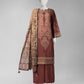 Brown Printed Cambric Unstitched 3Pc