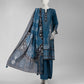 Blue Printed Khaddar Slub Unstitched 3Pc