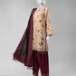 Beige Embroidered Dobby Unstitched 3Pc