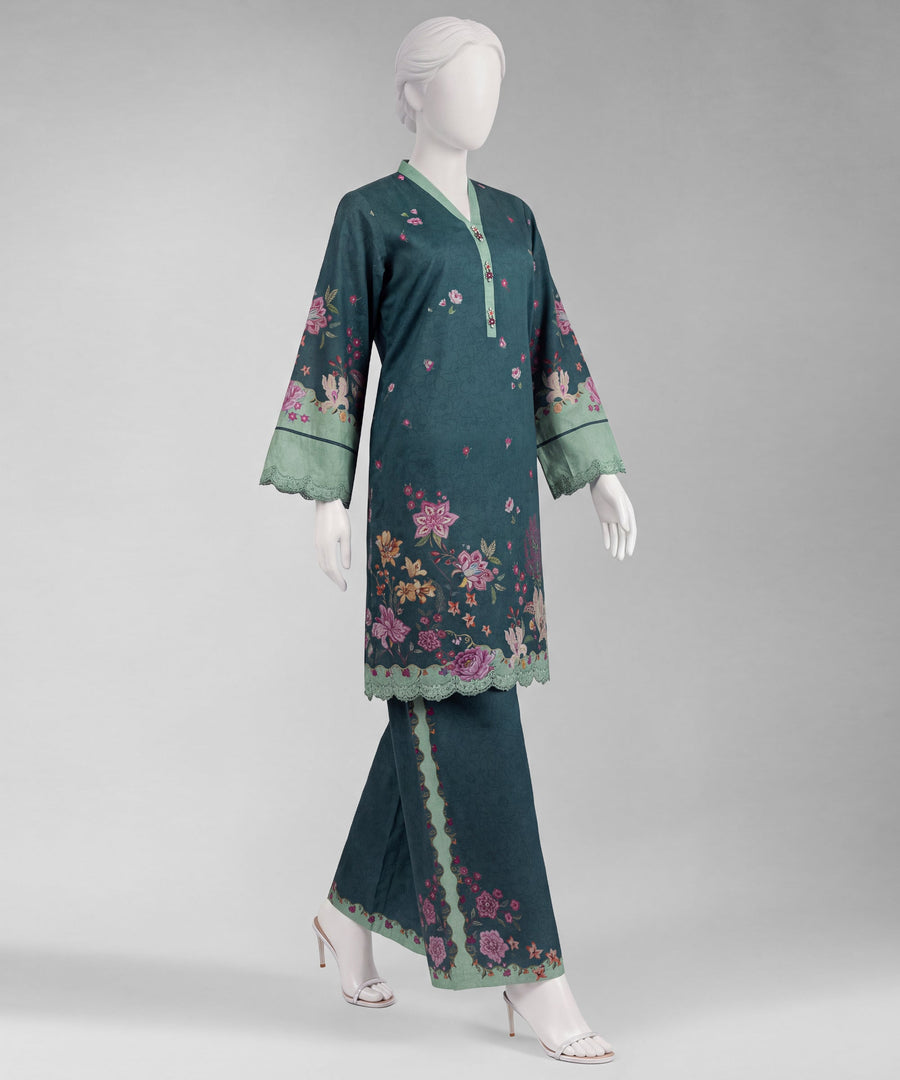 Green Embroidered Cambric Unstitched 2Pc