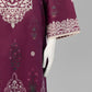 Purple Printed Cambric Unstitched 3Pc
