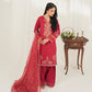 3PC - Embroidered Cambric Suit With Farshi Shalwaar