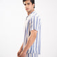 TEXTURED STRIPED CAMP COLLAR SHIRT