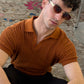 Caramel Heritage Boxy Rib Knit Polo