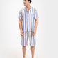 TEXTURED STRIPED-COTTON SHORTS