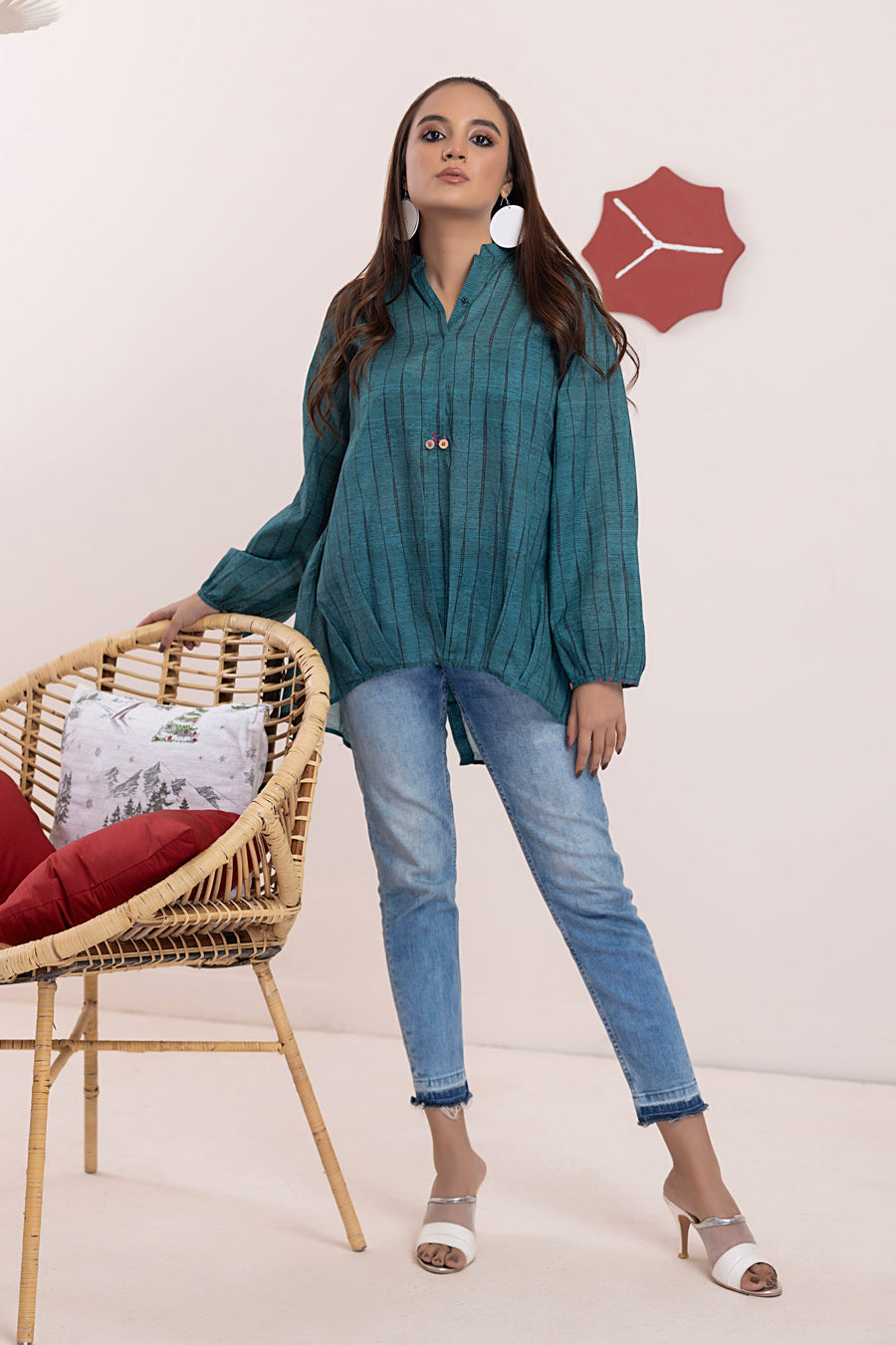 01 Piece Embroidered Fusion Top