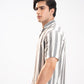 TEXTURED STRIPED CAMP COLLAR SHIRT