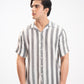 TEXTURED STRIPED CAMP COLLAR SHIRT