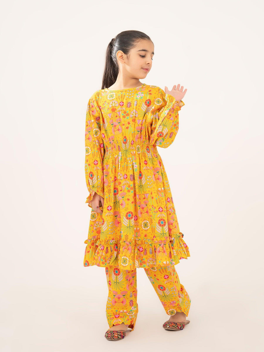 GIRLS KHADDAR FROCK & TROUSER