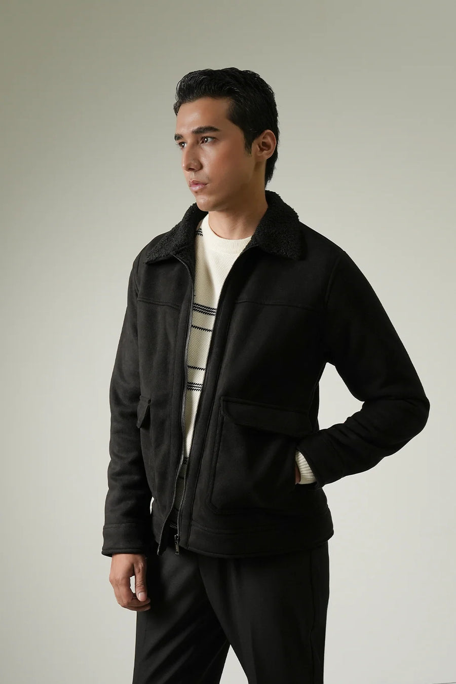 Fur Collar Suede Jacket