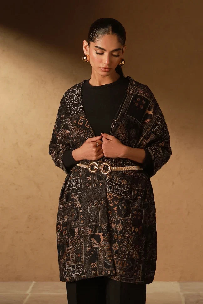 Qala Velvet Stole - Black