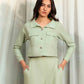 JACQUARD CROPPED SHIRT WITH FLAP POCKETS