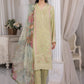 03 Piece Ready to wear Embroidered Raw Silk With Printed Polyester Chiffon Dupatta