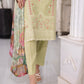 03 Piece Ready to wear Embroidered Raw Silk With Printed Polyester Chiffon Dupatta